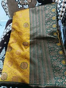 Elegant Yellow &amp; Green Saree