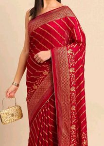 Elegant Red Striped Saree