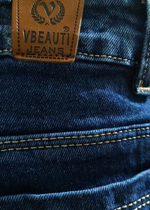 Bright Dark Blue Denim Cargo Jeans