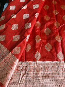 Red With Gold Zari Printed Saree (Women)