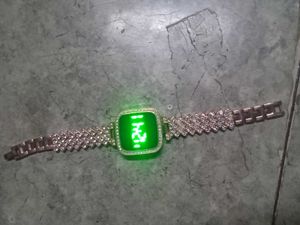 Jeweled Digital Watch with Green Face