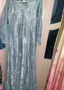 Beautiful Grey Gown And Dupatta