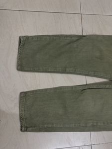 Olive Green Paper Bag Waist Pants
