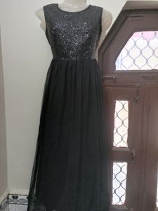 Black Sequice Net Ethnic Gown