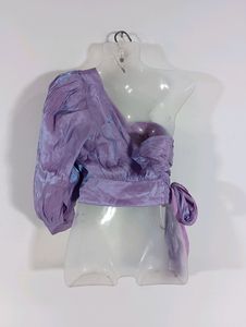 Lavender Asymmetrical Casual Crop Top (Women