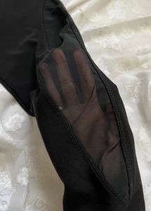 Black Sports Wear Pant With Mesh Pattern