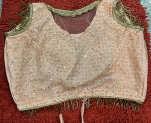 Peach Lehenga Skirt Stylish Blouse Frills Duptta