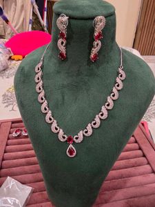Zircon Pink Stone Necklace Set