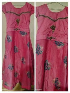 Pink Floral Embroidered Dress
