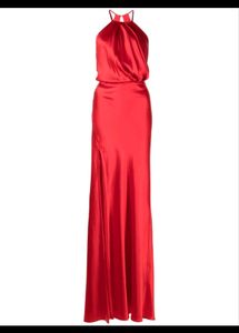 Michelle Mason pleat-detail halterneck gown
