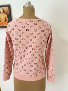 PEOPLE Pink Cat Printed Sweatshirt