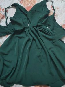 Green Back Knot Stylish Frock