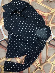 Trendy Black Polka Dot Shirt – Zudio | Size XL (Fi