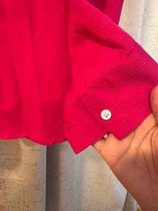 Rose Pink Button-Up Shirt, Bust-32 Strechable