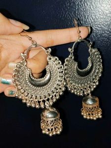 Silver Jhumka Earrings