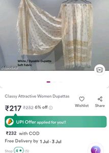 Off-white Golden Dupatta