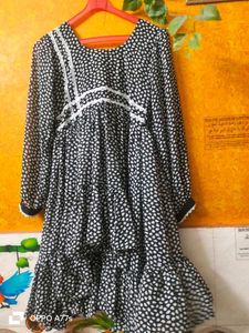 Black &amp; White Polka Dot Ruffle Dress