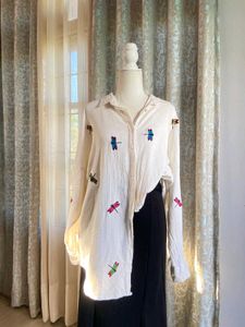 Solid Shirt Dragonfly Embroidery