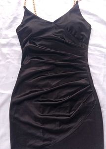 Black Satin Padded  Mini Dress