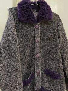 Purple Trim Knit Cardigan