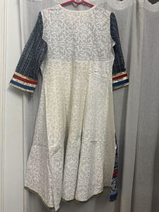 Beautiful White Black And Multicolor Anarkali Kurt