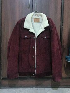 Burgundy Fur Mens Jacket for Winters
