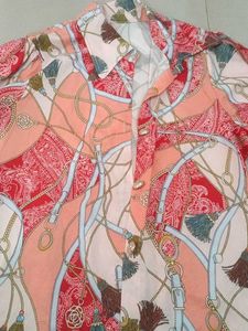 Patterned Open Front Top