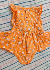 Cute Orange Floral Baby Dress