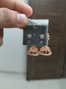 Rose Gold Jhumka Earrings