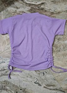 Lilac Tie-Side Cropped Tee