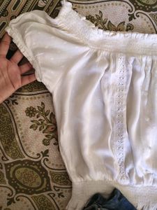Off Shoulder Coquette Top Cream