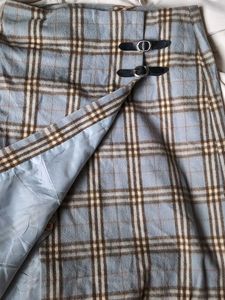Plaid Woollen Midi Skirt
