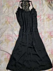 Sexy Vintage Black Satin Slip Dress
