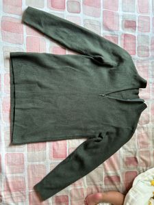 Olive Green Embellished Knit Top