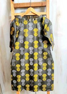 Grey Floral Print kurti size-34