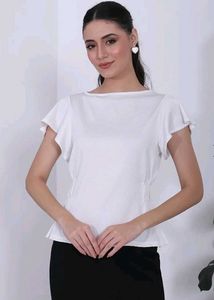 White Flutter Sleeve Top