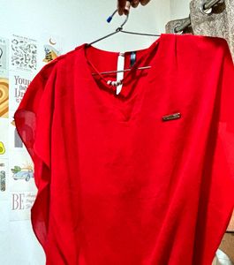 Red Casual/party Wear Ballon Top