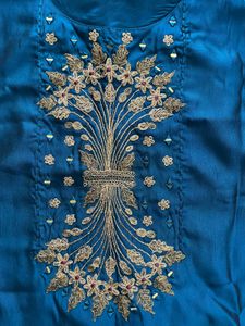 Teal Embroidered Kurti