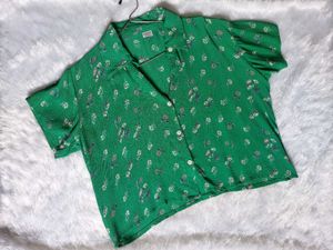 Green Floral Print Blouse