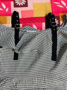Black And White Check Off Shoulder Top
