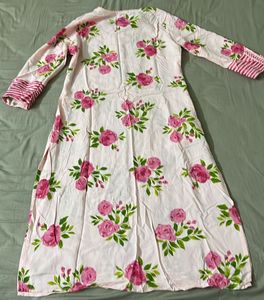Pink Lace Neck Kurta
