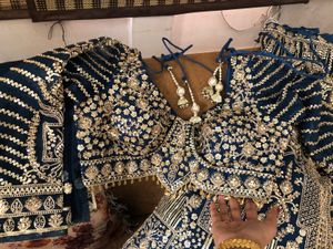 Blue Embellished Lehenga Choli With Dupatta
