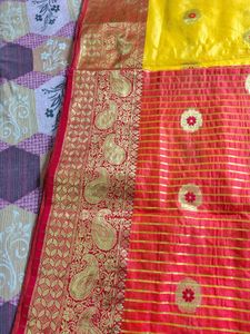 Beautiful Festive Saree With Red Border