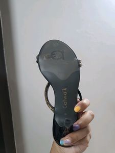 Catwalk Black &amp; Gold Heeled Sandals