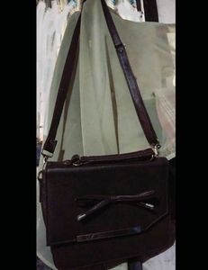 Brown Bow Accent Crossbody Bag