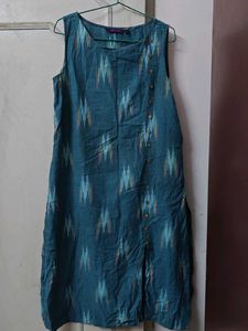 ✨ Teal Ikkat Print South Cotton Kurta | Size M ✨