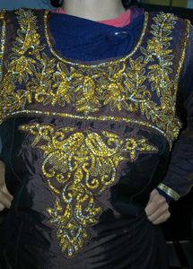 Embroidered Brown Ethnic Gown