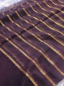 Elegant Brown Striped Saree