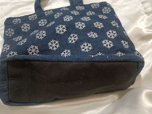 Denim Tote Bag with Snowflakes