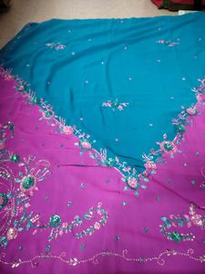 Blue Pink Jamli Saree